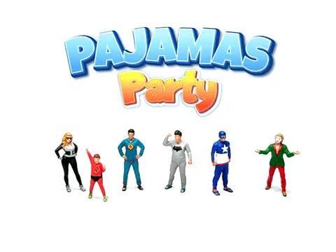 "PAJAMAS PARTY" 6 PIECE DIECAST FIGURE SET (6 FIGURES) LIMITED EDITION FOR 1/64 SCALE MODELS BY AMERICAN DIORAMA