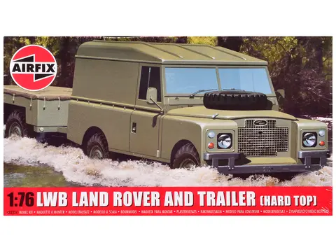 LEVEL 2 MODEL KIT LAND ROVER LWB (HARD TOP) TRUCK AND TRAILER WITH 2 SCHEME OPTIONS 1/76 SCALE PLASTIC MODEL KIT BY AIRFIX