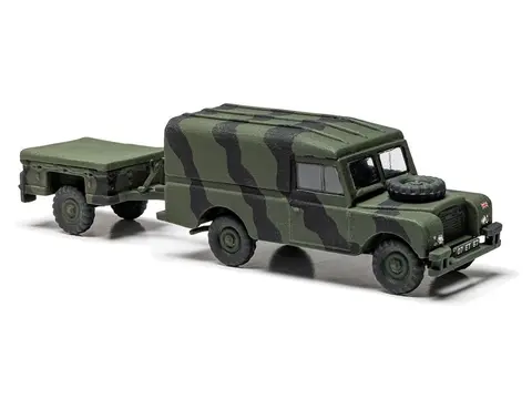 LEVEL 2 MODEL KIT LAND ROVER LWB (HARD TOP) TRUCK AND TRAILER WITH 2 SCHEME OPTIONS 1/76 SCALE PLASTIC MODEL KIT BY AIRFIX