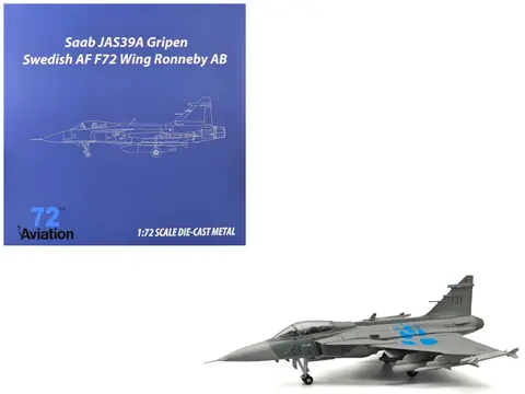 SAAB JAS 39A GRIPEN FIGHTER AIRCRAFT "131 F 7 WING CATâ€™S PAW LIVERY SATENAS AIR BASE" (2006) SWEDISH AIR FORCE 1/72 DIECAST MODEL AIRPLANE BY AVIATION 72