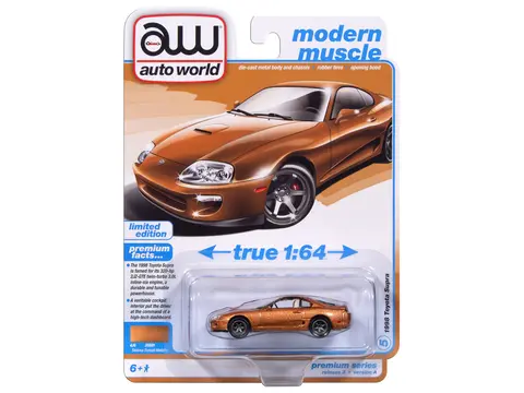 1998 TOYOTA SUPRA SEDONA SUNSET BRONZE METALLIC "MODERN MUSCLE" SERIES 1/64 DIECAST MODEL CAR BY AUTO WORLD