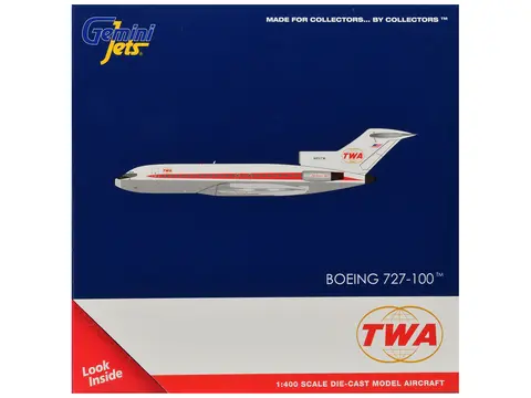 BOEING 727-100 COMMERCIAL AIRCRAFT "TRANS WORLD AIRLINES" (N851TW) WHITE WITH RED STRIPES 1/400 DIECAST MODEL BY GEMINIJETS