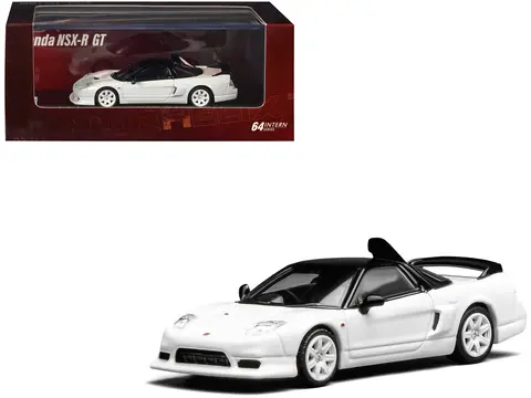 HONDA NSX-R GT RHD (RIGHT HAND DRIVE) CHAMPIONSHIP WHITE WITH BLACK TOP "INTERN 64" SERIES 1/64 DIECAST MODEL CAR BY MOTORHELIX