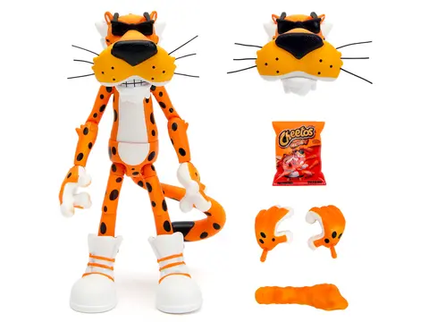 CHESTER CHEETAH 5.5" FIGURE WITH ACCESSORIES AND ALTERNATE HEAD AND HANDS "CHEETOS CRUNCHY" MODEL BY JADA