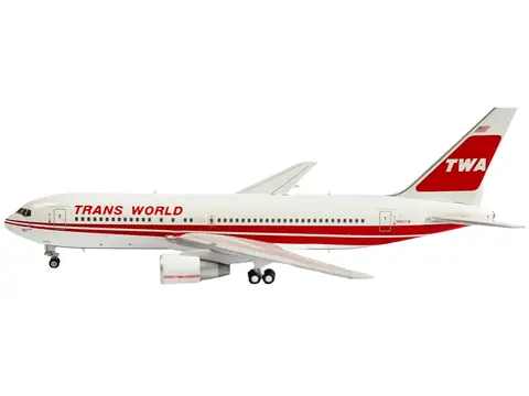 BOEING 767-200ER COMMERCIAL AIRCRAFT "TRANS WORLD AIRLINES" (N601TW) WHITE WITH RED STRIPES 1/400 DIECAST MODEL BY V1:400