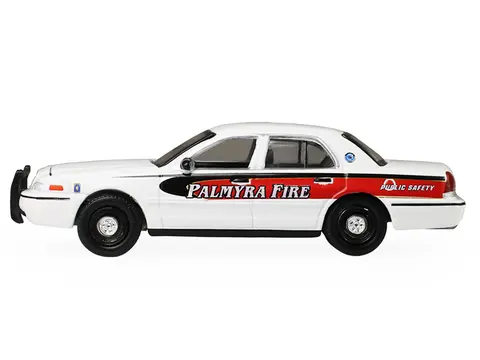 2011 FORD CROWN VICTORIA "PALMYRA PENNSYLVANIA CITIZEN'S FIRE COMPANY" WHITE WITH GRAPHICS "FIRE & RESCUE" SERIES #5 1/64 DIECAST MODEL CAR BY GREENLIGHT