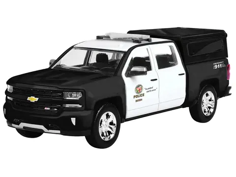 2017 CHEVROLET SILVERADO 1500 LT Z71 CREW CAB PICKUP TRUCK "LOS ANGELES POLICE DEPARTMENT" BLACK AND WHITE "LAW ENFORCEMENT AND PUBLIC SERVICE" SERIES 1/24-1/27 DIECAST MODEL CAR BY MOTORMAX