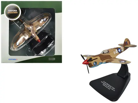 CURTISS WARHAWK P-40E FIGHTER AIRCRAFT "MISS MEMPHIS 85TH FIGHTER SQUADRON 79TH FIGHTER GROUP NORTH AFRICA" (1943) UNITED STATES ARMY AIR FORCES "OXFORD AVIATION" SERIES 1/72 DIECAST MODEL AIRPLANE BY OXFORD DIECAST