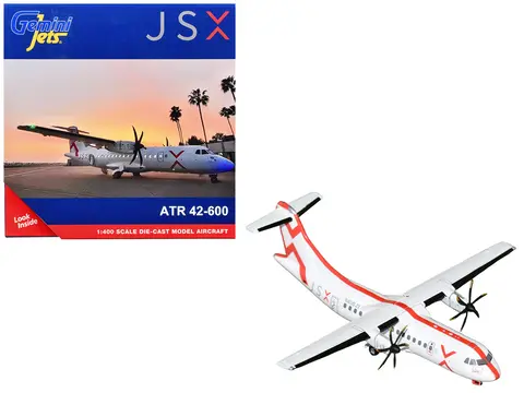 ATR 42-600 COMMERCIAL AIRCRAFT "JSX" (N400JX) WHITE WITH RED STRIPES 1/400 DIECAST MODEL AIRPLANE BY GEMINIJETS