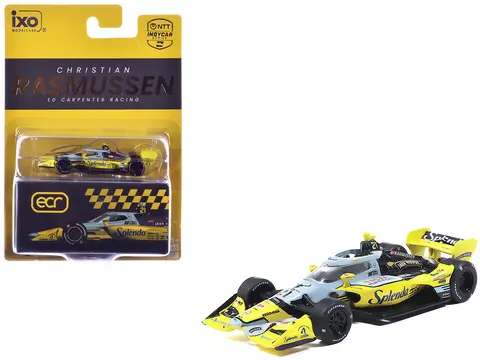 DALLARA INDYCAR #21 CHRISTIAN RASMUSSEN "SPLENDA" ED CARPENTER RACING (ROAD COURSE CONFIGURATION) "NTT INDYCAR SERIES" (2026) 1/64 DIECAST MODEL BY IXO MODELS