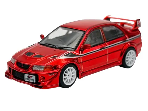 MITSUBISHI LANCER EVOLUTION VI RHD (RIGHT HAND DRIVE) "TOMMI MAKINEN EDITION" RED CHROME "HOBBY EXPO CHINA 2026" 1/64 DIECAST MODEL CAR BY WORKS MODEL