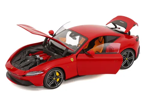 2019 FERRARI ROMA RED WITH ORANGE INTERIOR 1/18 DIECAST MODEL CAR BY POLISTIL