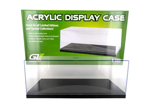 ACRYLIC DISPLAY CASE FOR 1/18-1/24 SCALE MODEL CARS WITH BLACK PLASTIC BASE (REPLACES GREENLIGHT 55020) BY GREENLIGHT