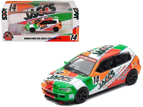 HONDA CIVIC EG6 RHD (RIGHT HAND DRIVE) #14 JACCS "JAPANESE TOURING CAR CHAMPIONSHIP" (1993) 1/64 DIECAST MODEL CAR BY BM CREATIONS
