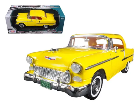1955 CHEVROLET BEL AIR CONVERTIBLE SOFT TOP YELLOW "TIMELESS CLASSICS" 1/18 DIECAST MODEL CAR BY MOTORMAX