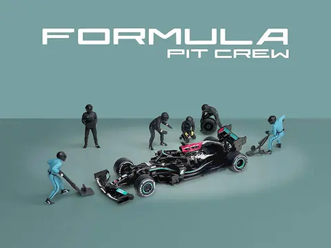 "FORMULA PIT CREW â€“ TEAM BLACK" 6 PIECE DIECAST FIGURE SET (6 FIGURES) LIMITED EDITION FOR 1/64 SCALE MODELS BY AMERICAN DIORAMA