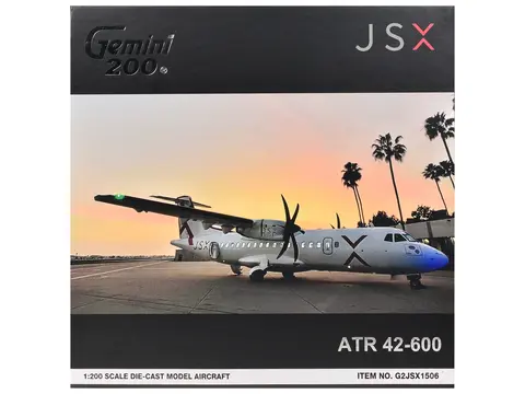 ATR 42-600 COMMERCIAL AIRCRAFT "JSX" (N400JX) WHITE WITH RED STRIPES "GEMINI 200" SERIES 1/200 DIECAST MODEL AIRPLANE BY GEMINIJETS
