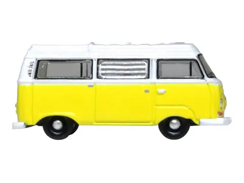 VOLKSWAGEN T2 BAY WINDOW CAMPER VAN SATURN YELLOW AND WHITE 1/148 (N) SCALE DIECAST MODEL CAR BY OXFORD DIECAST
