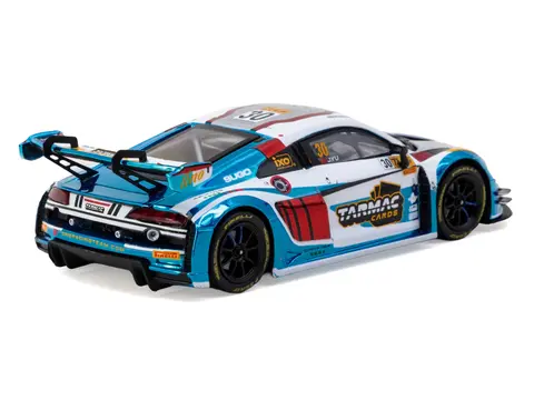 AUDI R8 LMS GT3 EVO II #30 JAMES YU "UNO RACING TEAM" "MACAU GT CUP - FIA GT WORLD CUP" (2024) WITH A4 POSTER "HOBBY43" SERIES 1/43 DIECAST MODEL CAR BY TARMAC WORKS
