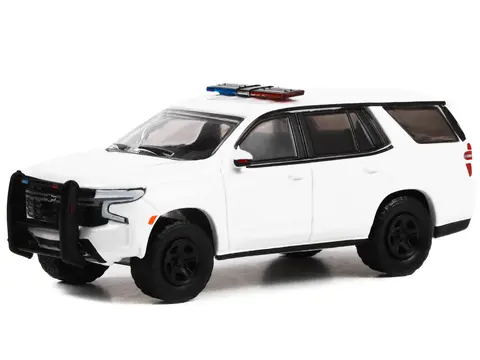2022 CHEVROLET TAHOE POLICE PURSUIT VEHICLE (PPV) WHITE WITH LIGHT BAR "HOT PURSUIT" "HOBBY EXCLUSIVE" SERIES 1/64 DIECAST MODEL CAR BY GREENLIGHT