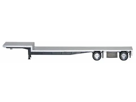 48FT SPREAD-AXLE DROP DECK TRAILER WITH CHROME WHEELS AND SILVER TOP 1/87 (HO) PLASTIC MODEL BY PROMOTEX