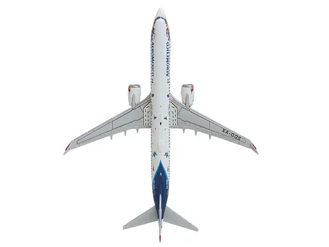 BOEING 737 MAX 9 COMMERCIAL AIRCRAFT "AEROMEXICO - KUKULCAN" (XA-GQS) WHITE WITH GRAPHICS AND BLUE TAIL 1/400 DIECAST MODEL BY GEMINIJETS
