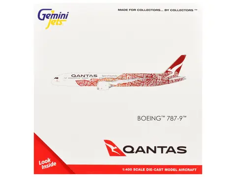 BOEING 787-9 COMMERCIAL AIRCRAFT "QANTAS - YAM DREAMING" (VH-ZND) WHITE WITH RED GRAPHICS 1/400 DIECAST MODEL AIRPLANE BY GEMINIJETS