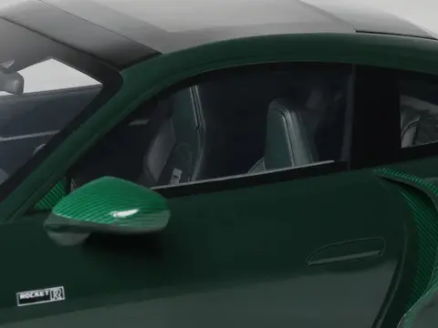 2024 BRABUS 900 ROCKET-R GREEN METALLIC WITH GREEN CARBON HOOD 1/18 MODEL CAR BY GT SPIRIT
