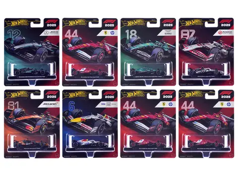 "FORMULA 1 RACING PREMIUM MIX 3" 8 PIECE SET L "PREMIUM SERIES" DIECAST MODEL CAR BY HOT WHEELS
