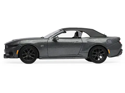 2024 FORD MUSTANG GT 5.0 CONVERTIBLE DARK MATTER GRAY METALLIC WITH BLACK SOFT TOP "STAMPEDE" SERIES 2 1/64 DIECAST MODEL CAR BY GREENLIGHT