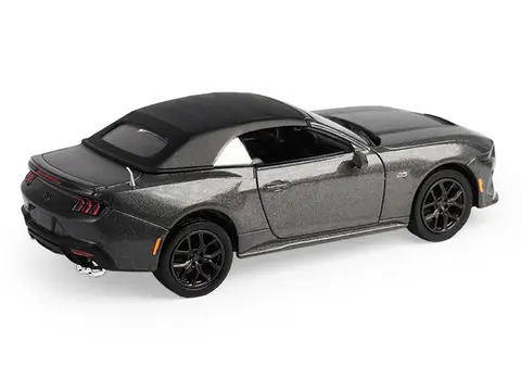 2024 FORD MUSTANG GT 5.0 CONVERTIBLE DARK MATTER GRAY METALLIC WITH BLACK SOFT TOP "STAMPEDE" SERIES 2 1/64 DIECAST MODEL CAR BY GREENLIGHT