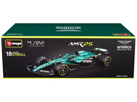 ASTON MARTIN AMR25 #18 LANCE STROLL "ARAMCO" FORMULA ONE F1 "WORLD CHAMPIONSHIP" (2025) 1/24 DIECAST MODEL CAR BY BBURAGO