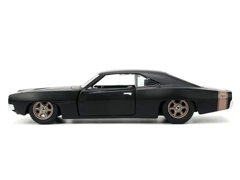 1968 DODGE CHARGER WIDEBODY MATT BLACK WITH BRONZE TAIL STRIPE "F9" (2021) MOVIE "25 YEARS OF FAST & FURIOUS" SERIES 1/32 DIECAST MODEL CAR BY JADA