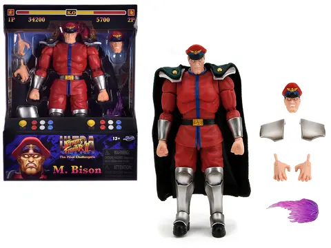 M. BISON 6" MOVEABLE FIGURE WITH ACCESSORIES AND ALTERNATE HEAD AND HANDS "ULTRA STREET FIGHTER II: THE FINAL CHALLENGERS" (2017) VIDEO GAME MODEL BY JADA