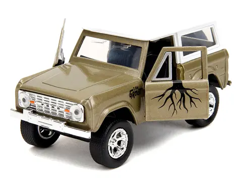 1973 FORD BRONCO "GROOT" GOLD METALLIC WITH WHITE TOP "GUARDIANS OF THE GALAXY" "HOLLYWOOD RIDES" SERIES 1/32 DIECAST CAR MODEL BY JADA