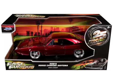 1969 DODGE CHARGER DAYTONA RED "FAST & FURIOUS 6" (2013) MOVIE "25 YEARS OF FAST & FURIOUS" SERIES 1/24 DIECAST MODEL CAR BY JADA