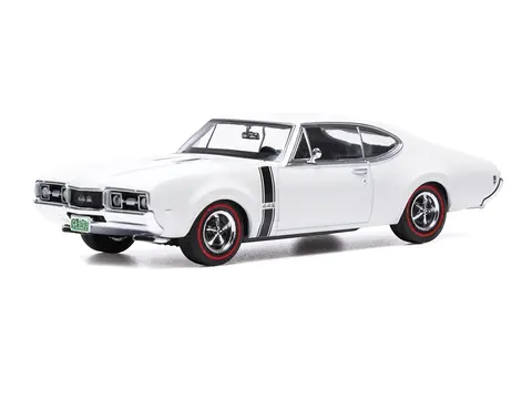 1970 OLDSMOBILE 442 W-30 COUPE WHITE WITH BLACK STRIPES 1/43 DIECAST MODEL CAR BY IXO MODELS