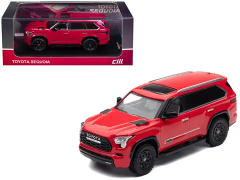 2024 TOYOTA SEQUOIA SOLAR RED 1/64 DIECAST MODEL CAR BY CM MODEL