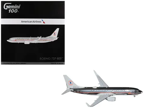 BOEING 737-800 COMMERCIAL AIRCRAFT "AMERICAN AIRLINES - AMERICAN HERITAGE JET" (N905NN) SILVER WITH RED STRIPES "GEMINI 100" SERIES 1/100 DIECAST MODEL AIRPLANE BY GEMINIJETS