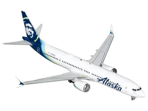 BOEING 737 MAX 9 COMMERCIAL AIRCRAFT "ALASKA AIRLINES" (N708AL) WHITE WITH BLUE TAIL "GEMINI 200" SERIES 1/200 DIECAST MODEL AIRPLANE BY GEMINIJETS