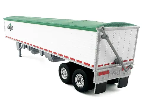 COVERED GRAIN TRAILER WHITE WITH GREEN TARP "CARGILL" 1/87 (HO) PLASTIC MODEL CAR BY HO LOGISTICS