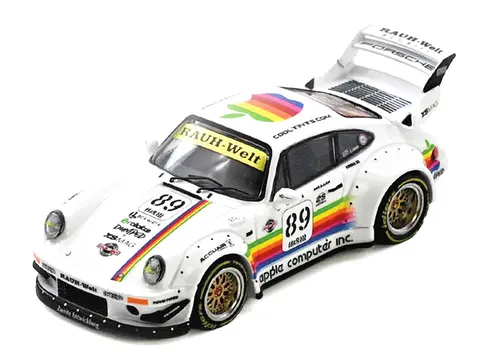 RWB 930 #89 "APPLE LIVERY" WHITE WITH STRIPES 1/64 DIECAST MODEL CAR BY INNO MODELS