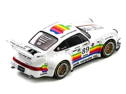 RWB 930 #89 "APPLE LIVERY" WHITE WITH STRIPES 1/64 DIECAST MODEL CAR BY INNO MODELS