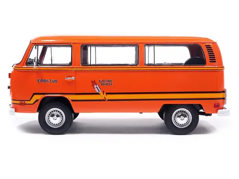 1978 VOLKSWAGEN TYPE 2 BUS "ELEKTROTRANSPORTER" ORANGE WITH YELLOW STRIPES 1/18 DIECAST MODEL BY IXO MODELS