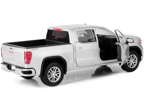 2019 GMC SIERRA 1500 SLT CREW CAB PICKUP TRUCK SILVER METALLIC 1/24-1/27 DIECAST MODEL CAR BY MOTORMAX