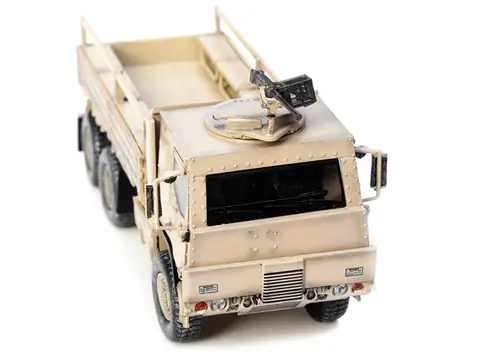 M1083 MTV (MEDIUM TACTICAL VEHICLE) ARMORED CAB CARGO TRUCK WITH TURRET DESERT CAMOUFLAGE "US ARMY" "ARMOR PREMIUM" SERIES 1/72 DIECAST MODEL BY PANZERKAMPF