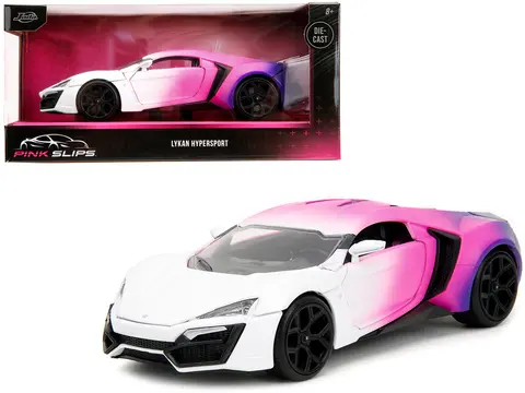 LYKAN HYPERSPORT WHITE PINK AND PURPLE GRADIENT "PINK SLIPS" SERIES 1/24 DIECAST MODEL CAR BY JADA