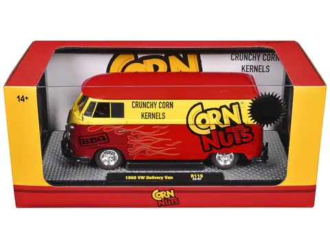 1960 VOLKSWAGEN DELIVERY VAN RED AND YELLOW "CORN NUTS BBQ" LIMITED EDITION TO 6250 PIECES WORLDWIDE 1/24 DIECAST MODEL CAR BY M2 MACHINES