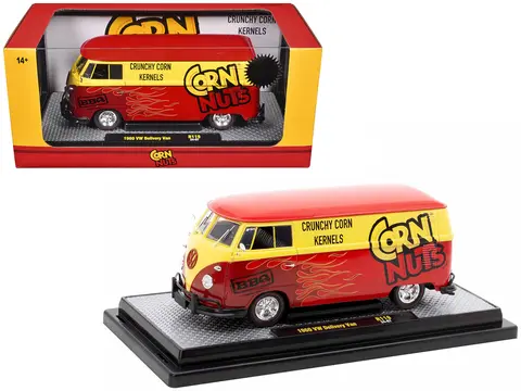 1960 VOLKSWAGEN DELIVERY VAN RED AND YELLOW "CORN NUTS BBQ" LIMITED EDITION TO 6250 PIECES WORLDWIDE 1/24 DIECAST MODEL CAR BY M2 MACHINES