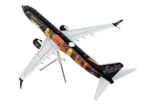 BOEING 737-900ER COMMERCIAL AIRCRAFT "ALASKA AIRLINES - OUR COMMITMENT" BLACK WITH GRAPHICS "GEMINI 200" SERIES 1/200 DIECAST MODEL AIRPLANE BY GEMINIJETS